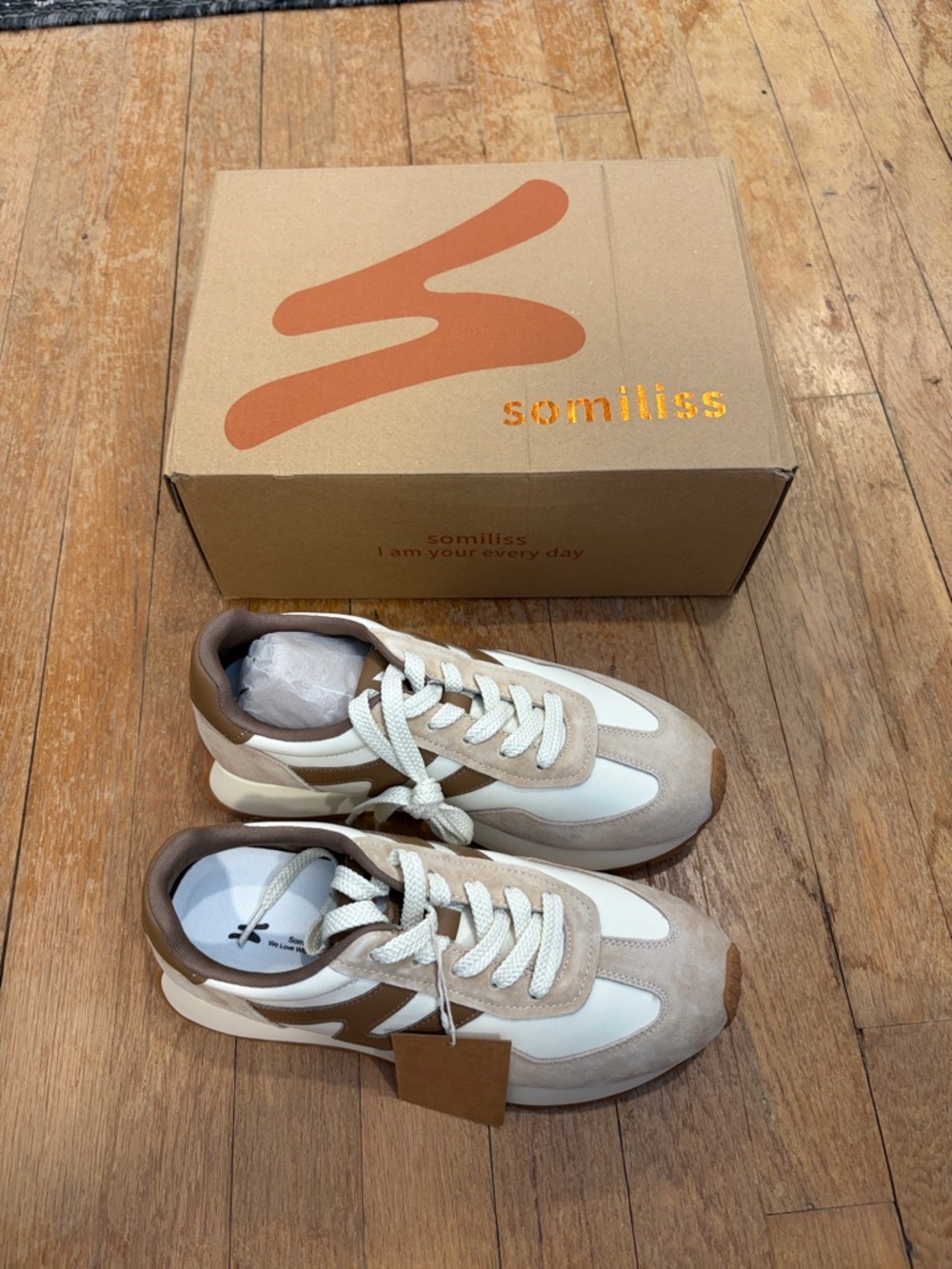 Women’s Casual Suede & Leather-Trim Sneakers in Beige and Brown